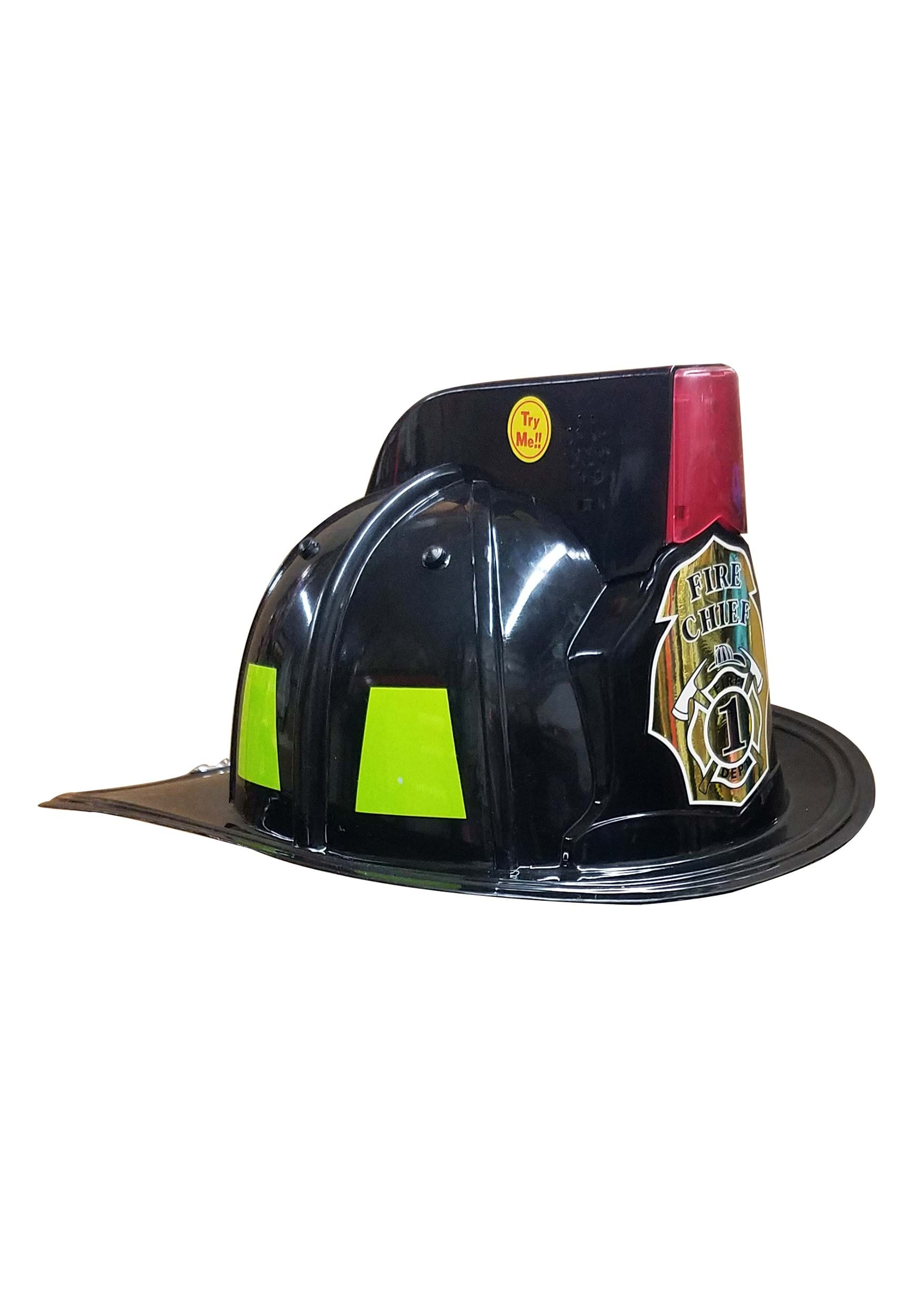 Black Light Up And Sound Kid's Fire Chief Helmet Costume