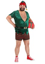 Mens Plus Size Sexy Christmas Elf Costume Alt 1
