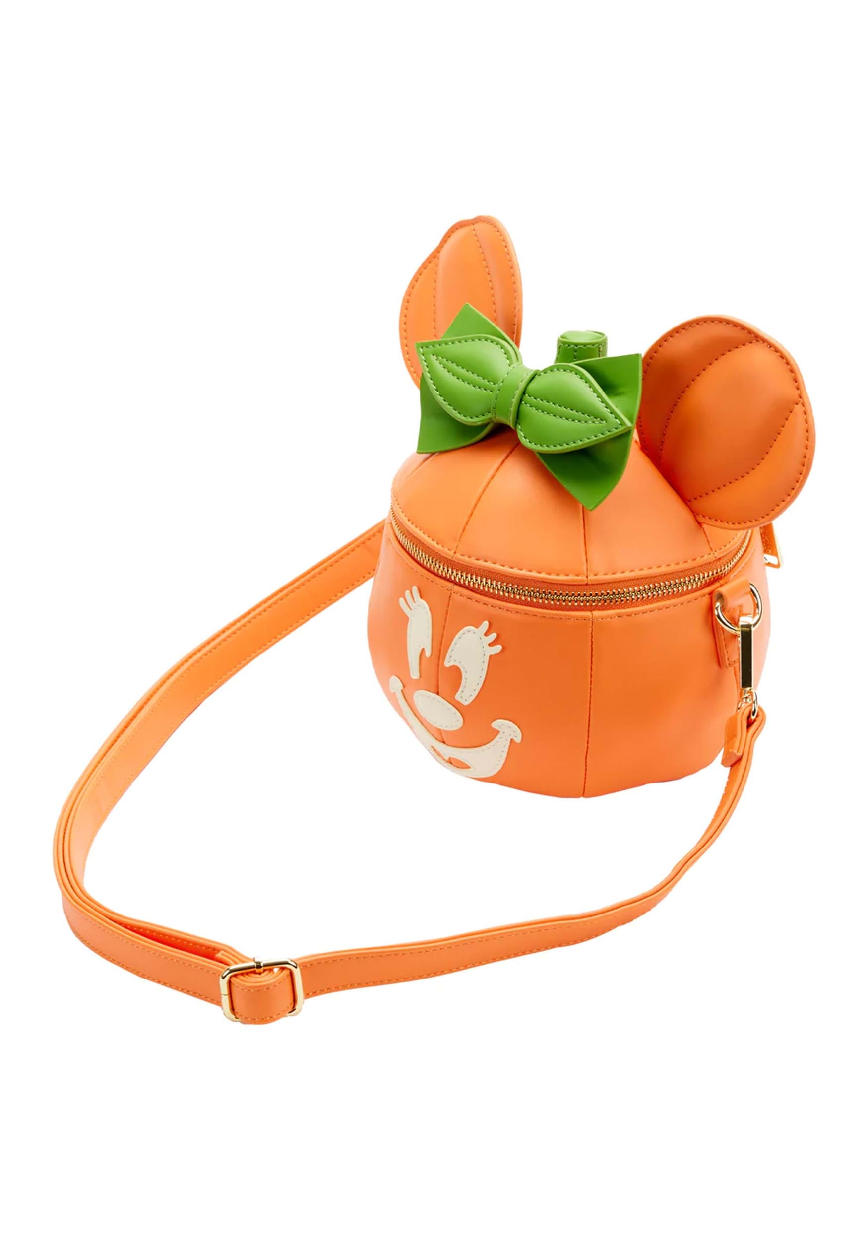 Loungefly Disney Glow Face Pumpkin Minnie Mouse Crossbody Bag