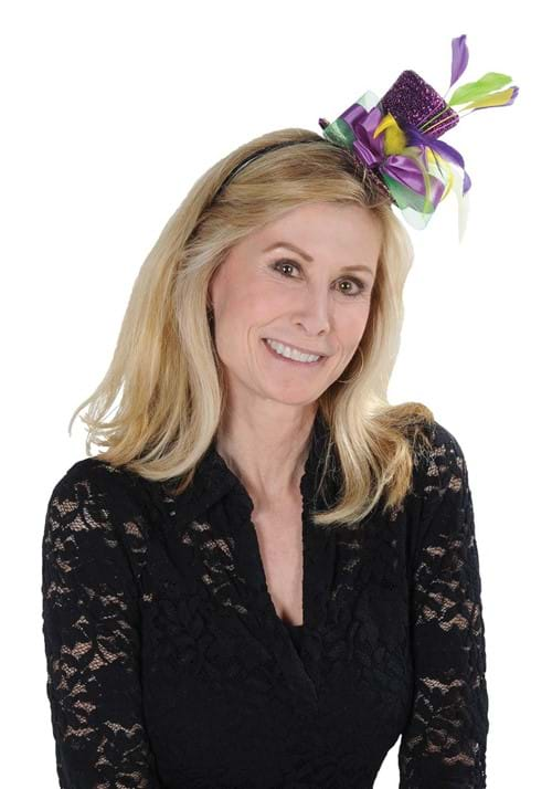 Purple Top Hat Headband - Mardi Gras Mini Hat Dress Up Hair