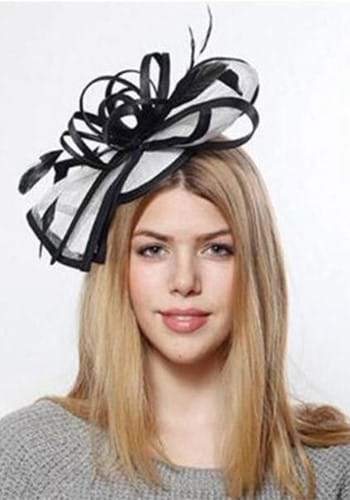 Sinamay Black and Cream Fascinator Hat For Adults