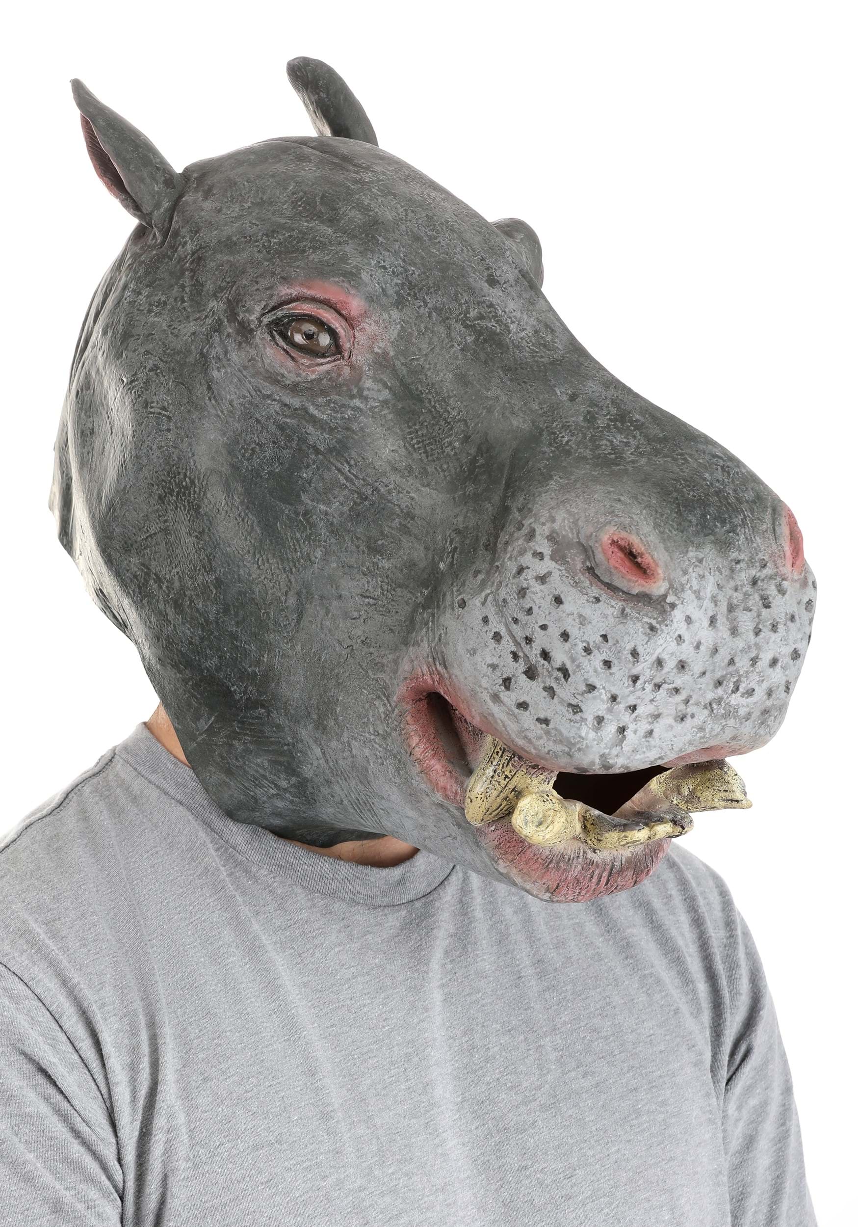 Máscara de hipopótamo de látex para adultos Multicolor