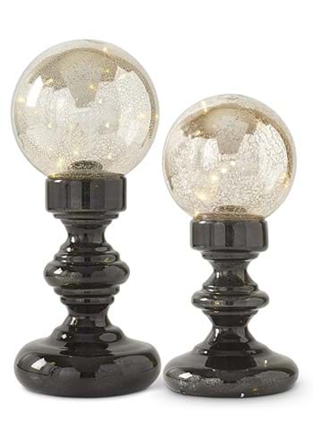 Set of Two LED Mercury Glass Globes