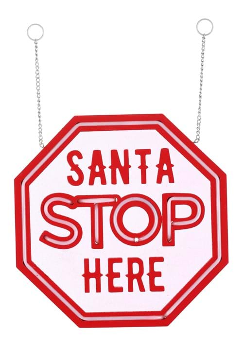 10 Inch LED Santa Stop Here Arrow Sign