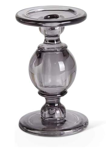 Gray Transparent Set of Three Glass Candleholders | Halloween Home Decorations