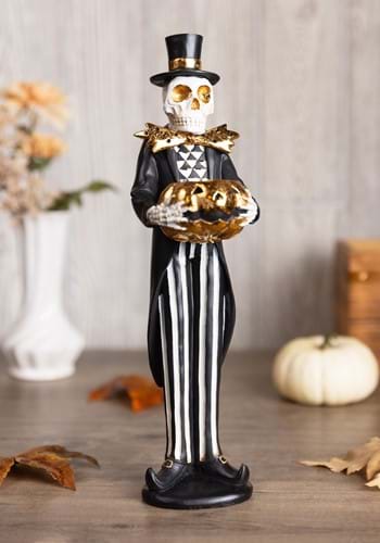 13" Skeleton with Candle Jack O Lantern Figure