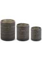 Set of Three Black and Gold Glass Candle Holders