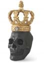 Black Resin Halloween Skull with Gold Crown