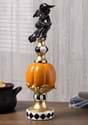 Resin Black White Orange and Gold Finial with Witch