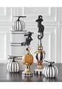 Resin Black White Orange and Gold Finial with Witch Alt 1