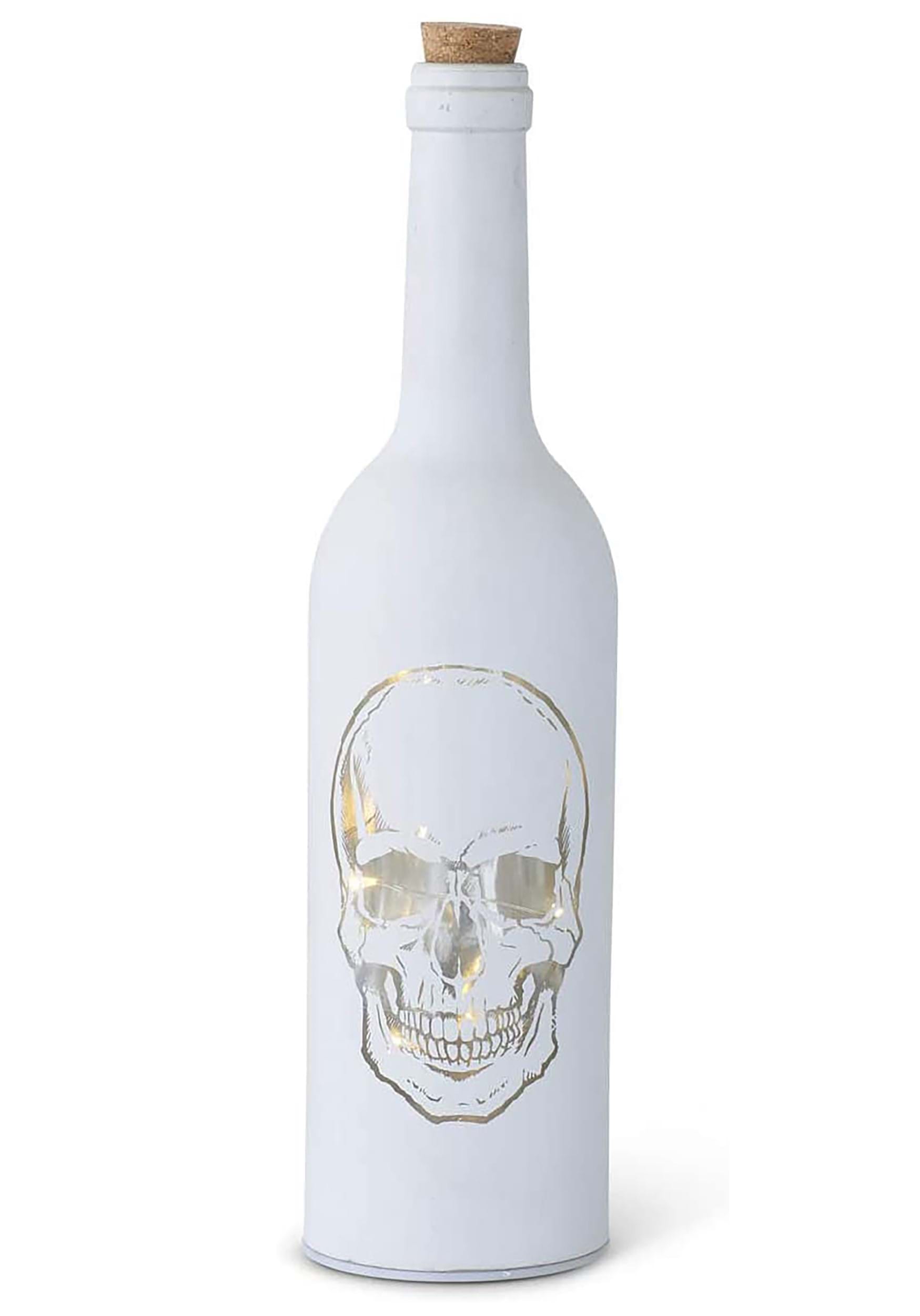 11 Inch Matte White LED Skull Bottle Prop , Pirate Accessories And Decor