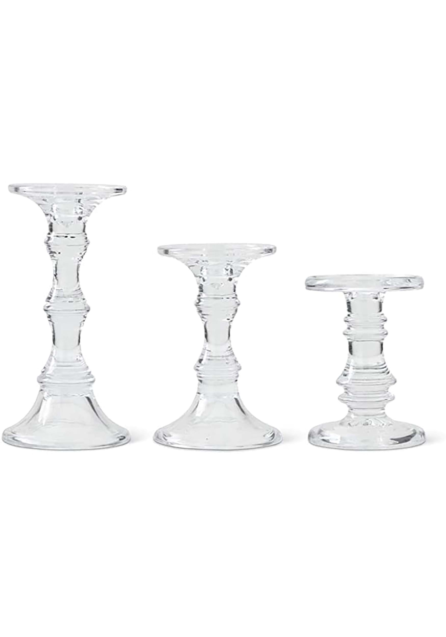 Set Of 3 Short Glass Candleholders Decoration