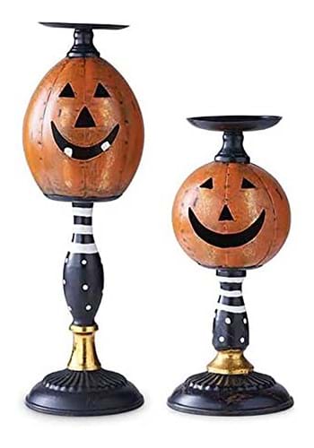 Set of Two Jack O Lantern Candleholders