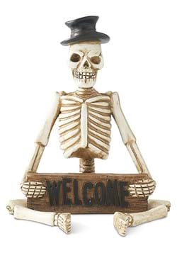 Resin Skeleton Man Shelf Sitter with Welcome Sign