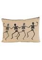 18 Inch Tan Rectangle Halloween Pillow with Beaded Skeletons