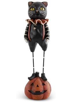 10 Inch Resin Black Cat with Metal Legs Standing on Pumpkin