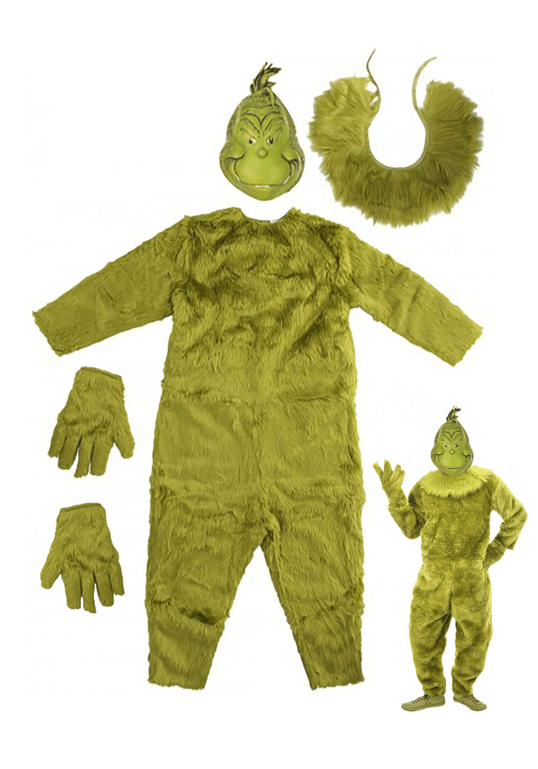 Deluxe Plus Size The Grinch Jumpsuit with Latex Mask