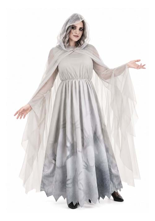Womens Lady in White Ghost Costume Dress Main 1