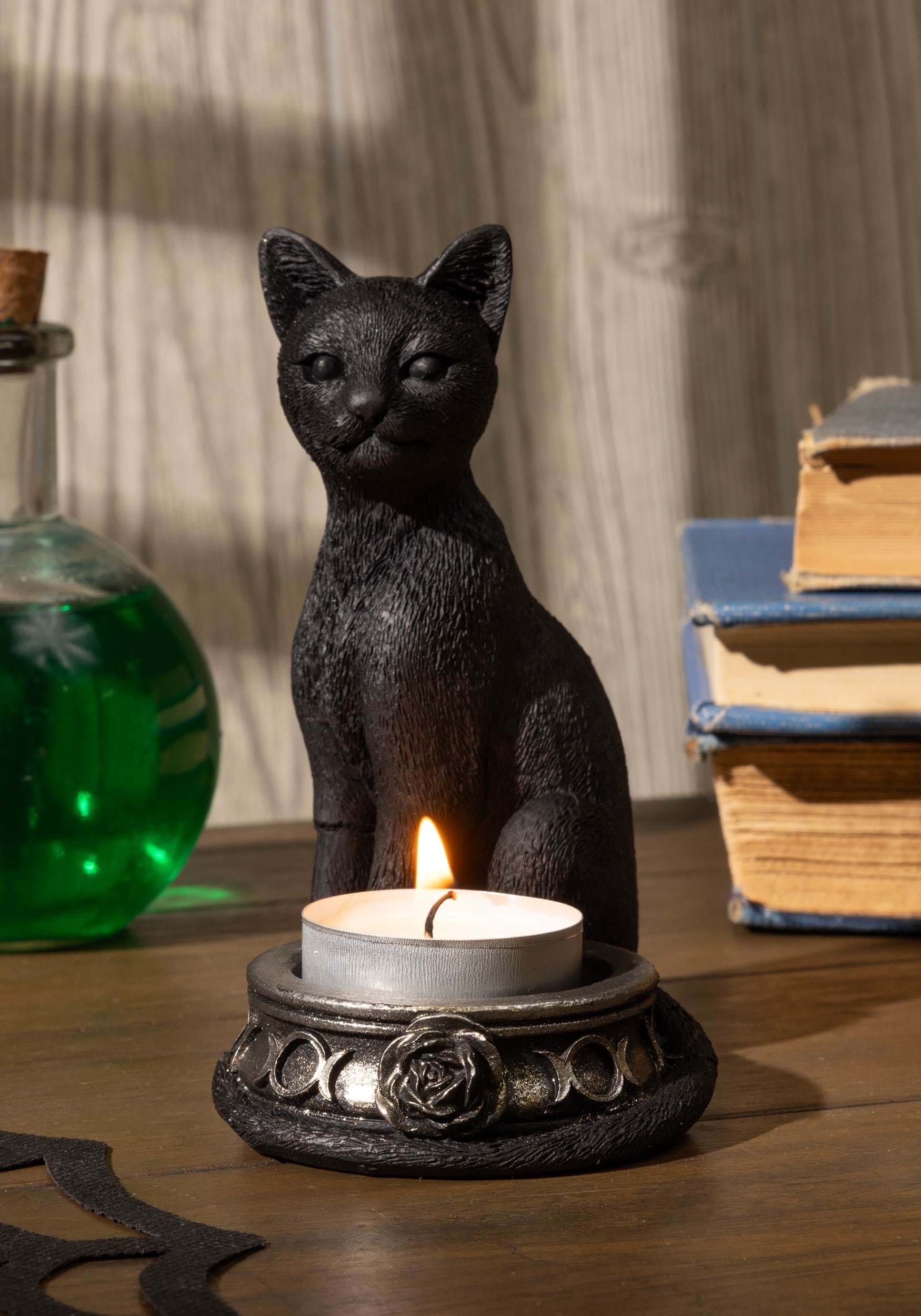 Black Cat Tea Light Holder Prop
