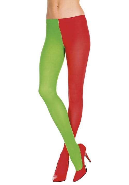 Red and Kelly Green Opaque Jester Tights