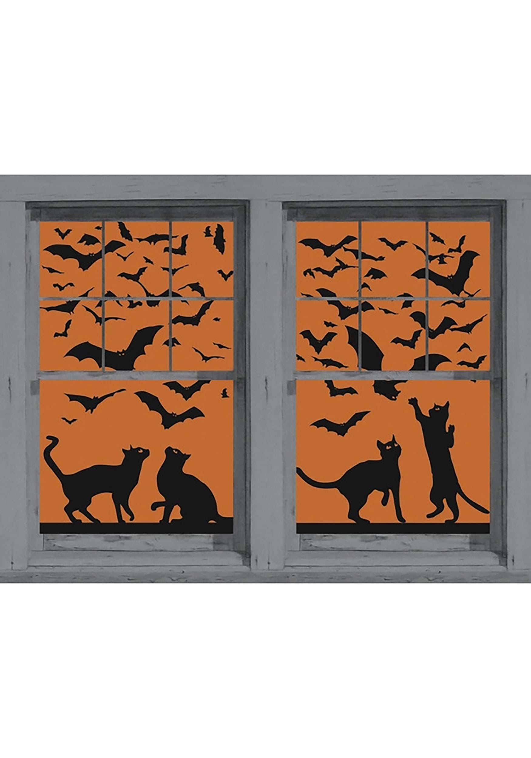 Silhouette Cats and Bats Decoración del póster de la ventana Multicolor Colombia
