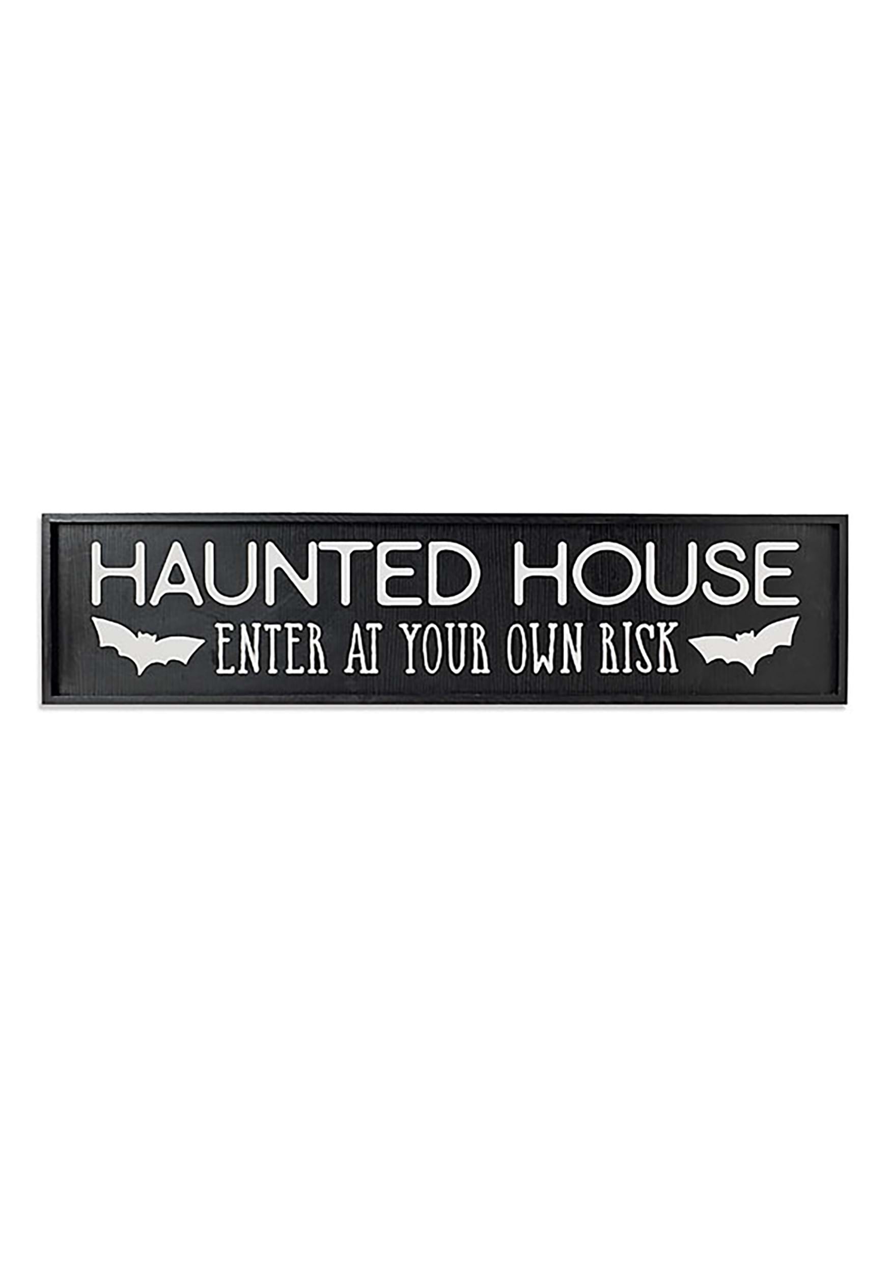 48-Inch Wood Haunted House Sign Halloween Decoration
