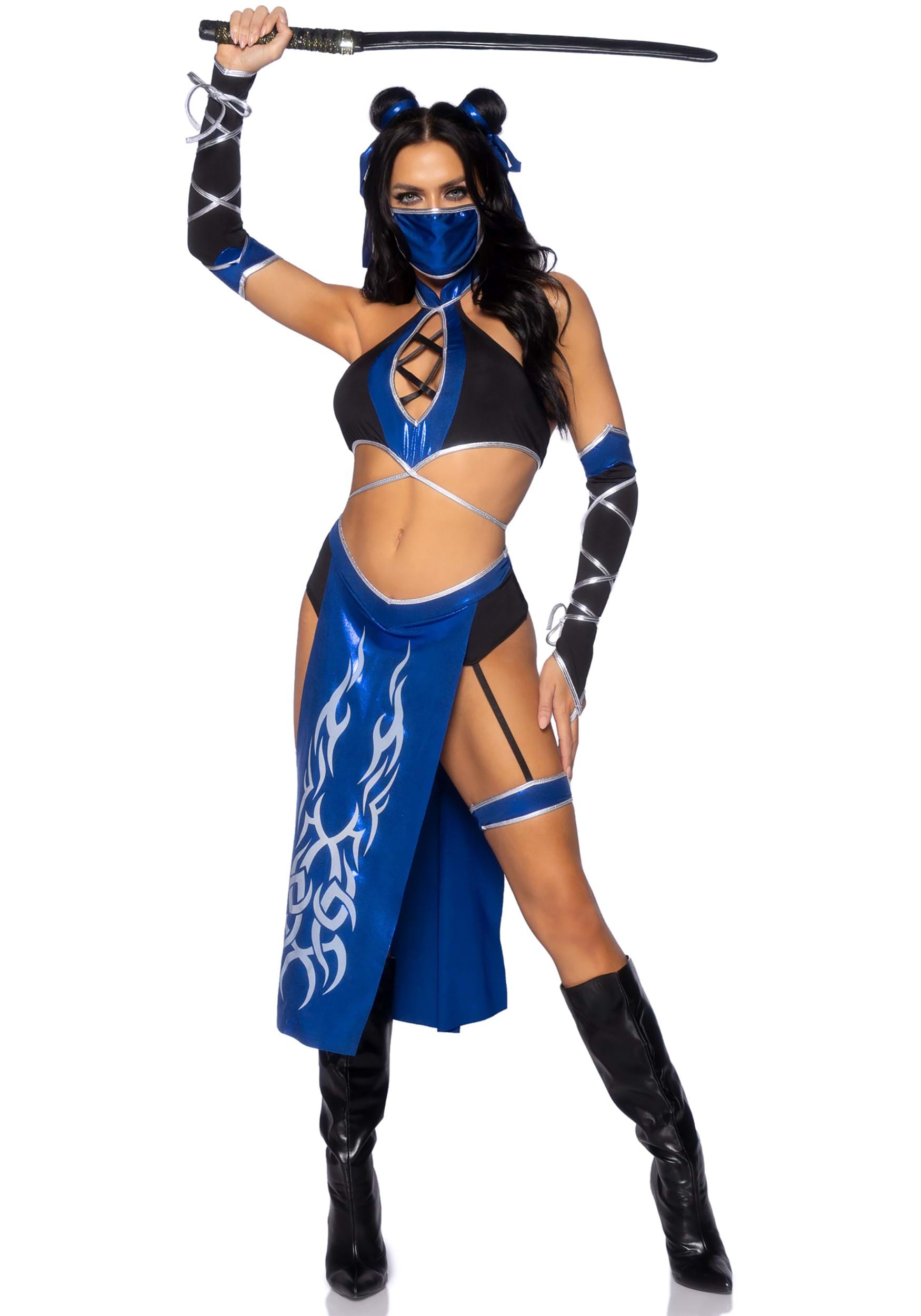 Sexy Blue Mortal Ninja Women's Costume