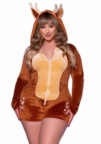 Womens Plus Size Sexy Plush Fawn Romper Costume