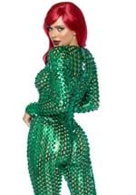 Green Laser Cut Metallic Catsuit Costume Alt 1