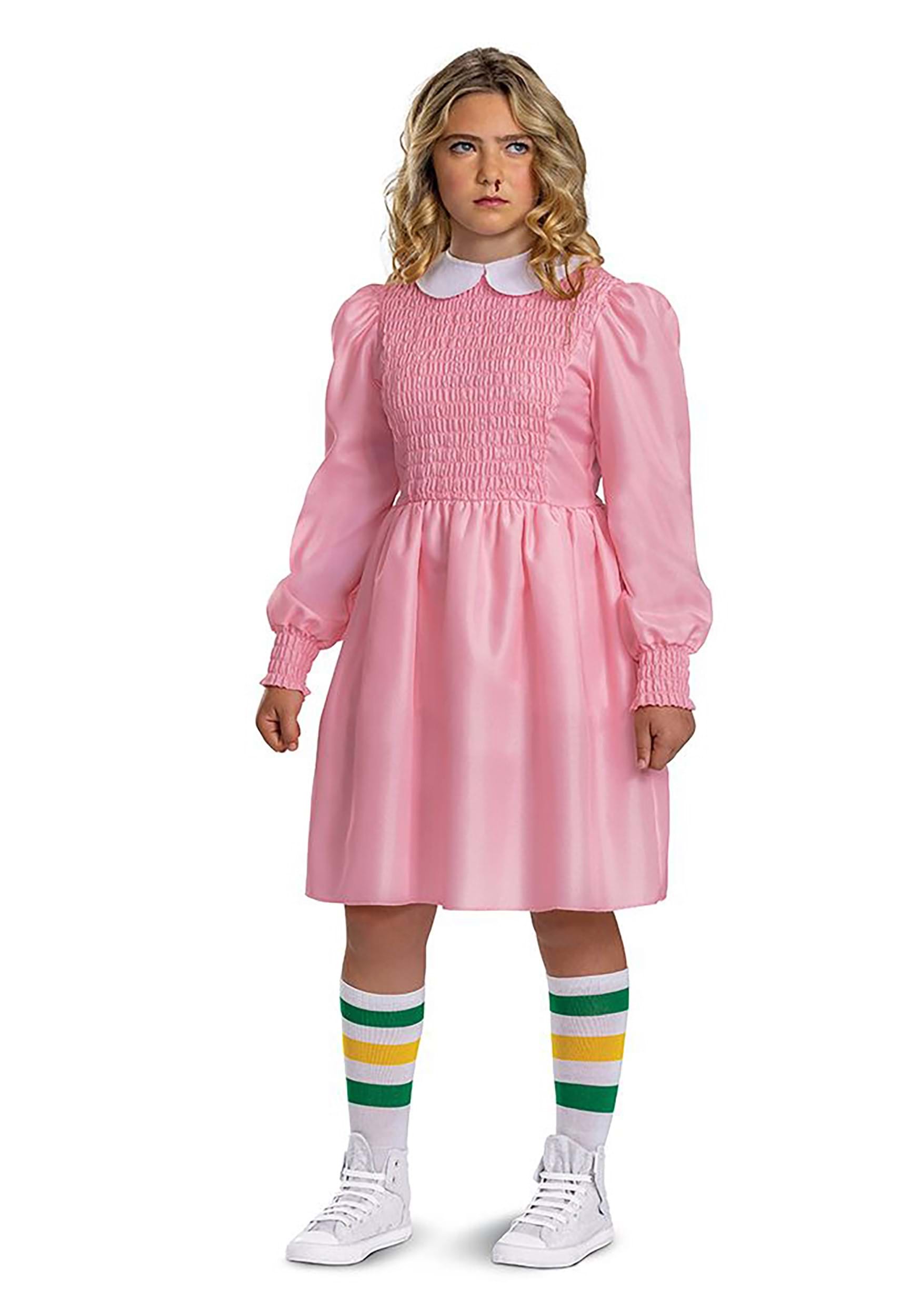 Tween Stranger Things Classic Pink Dress Eleven Costume