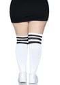 Womens Plus White Athletic Socks with Black Stripe Alt 1
