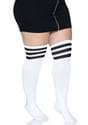 Womens Plus White Athletic Socks with Black Stripe Alt 2
