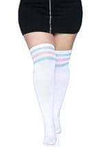 Womens Plus White Athletic Socks with Pink and Blue Alt 2