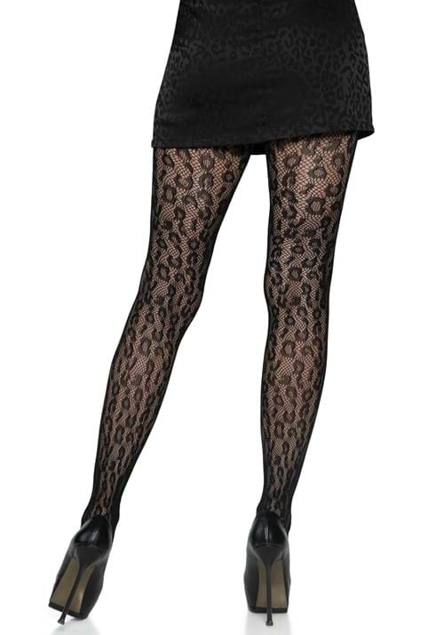 Leopard Net Black Tights