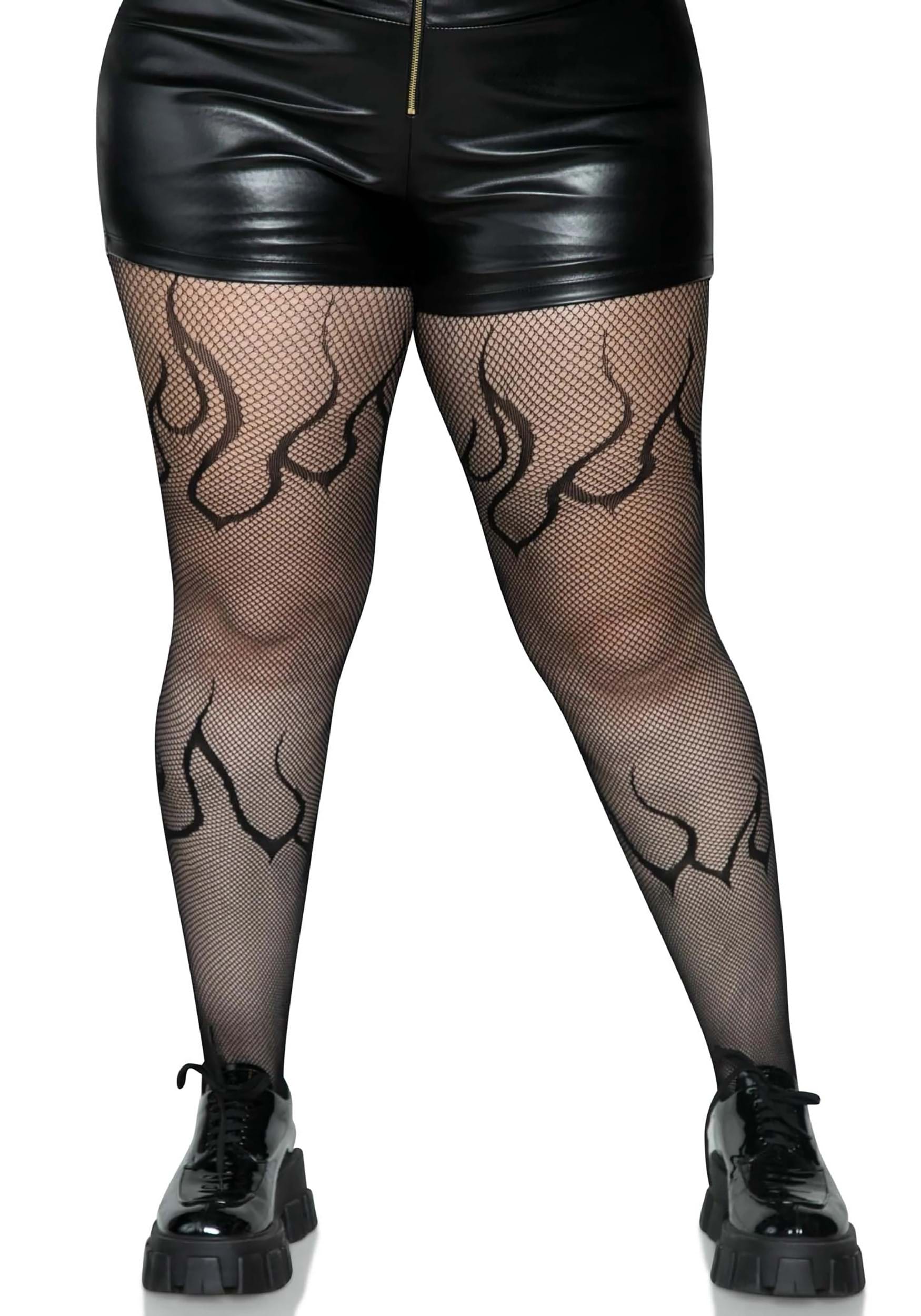 HOT TOPIC PLUS XL SIZE BLACK MEDIUM FISHNET FOOTED TIGHTS PANTYHOSE NEW IN  BAG