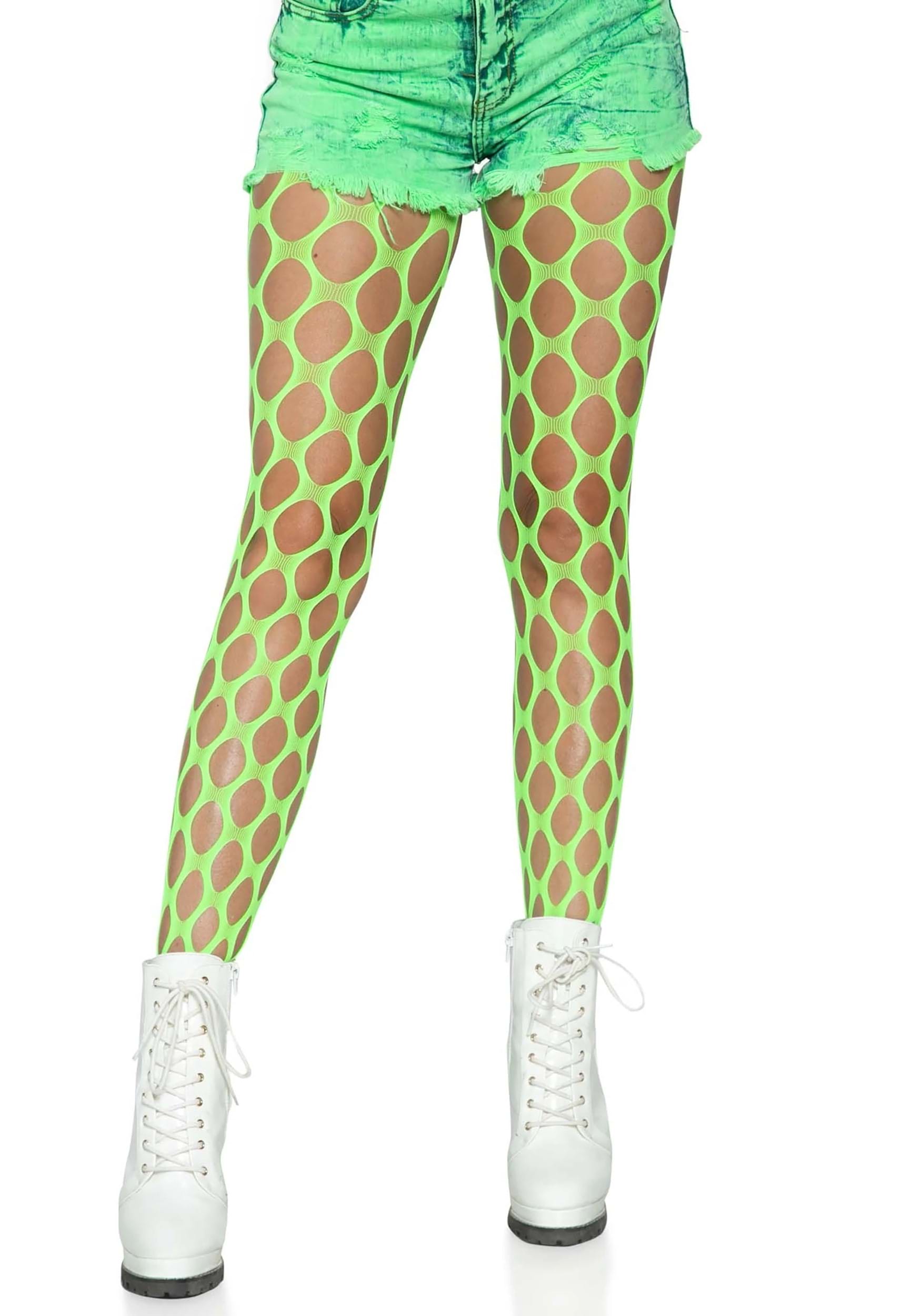 Opaque Neon Green Footless Stockings