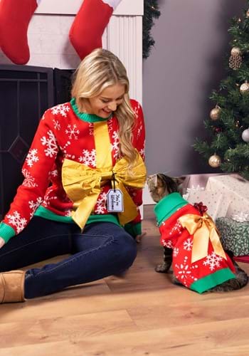 Christmas Present Pet Sweater | Pet Holiday Sweaters