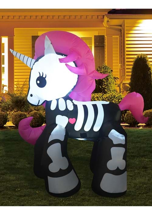 Inflatable 6 Foot Skeleton Unicorn Halloween Prop