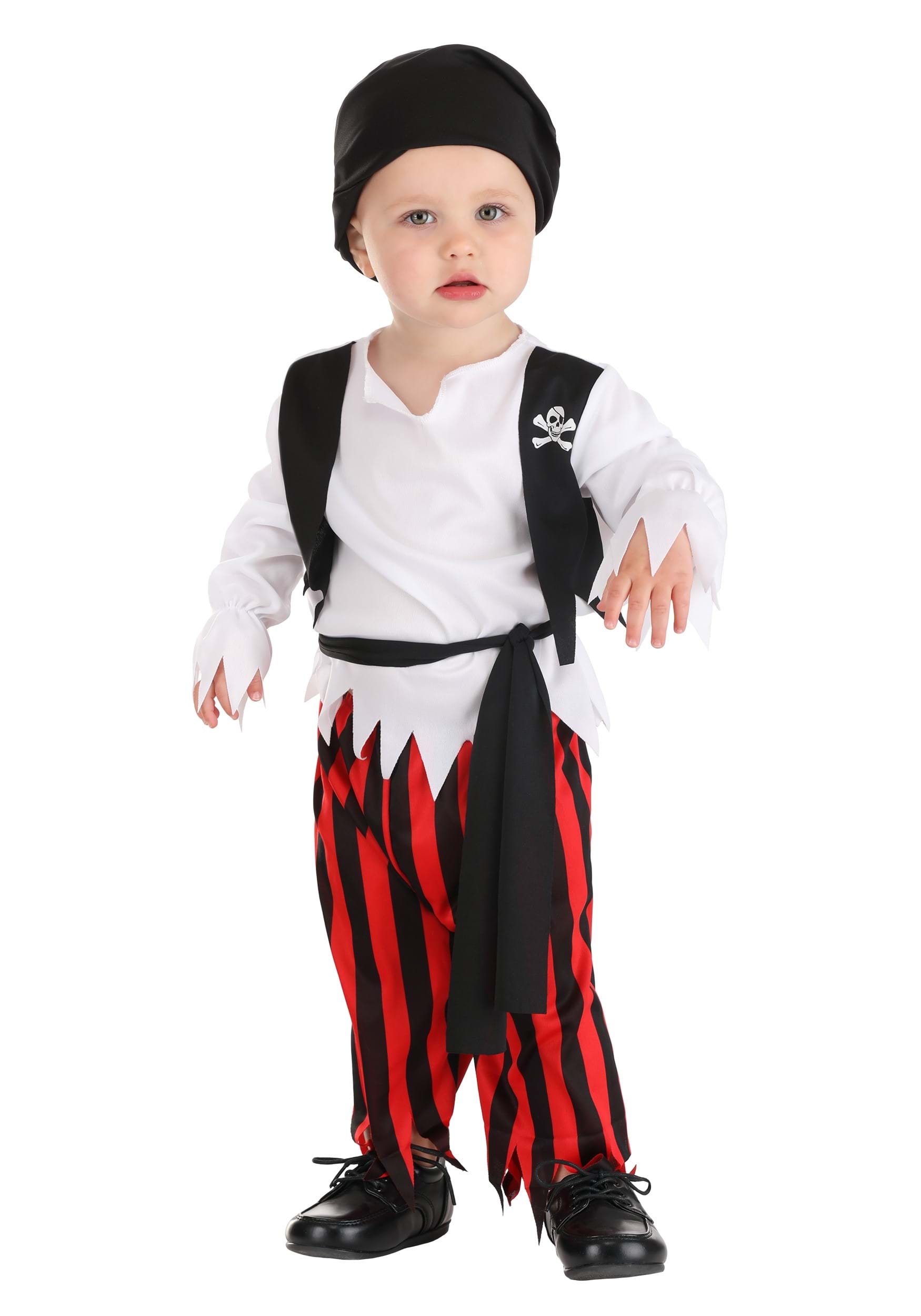 Boys Pirate Halloween Costume Set - Complete Pirate Outfit With Headband, Belt & Boot Covers