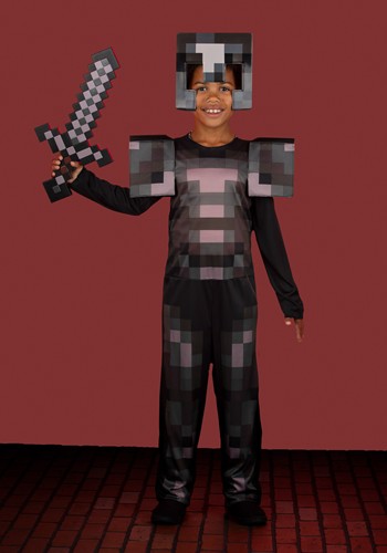 Minecraft Kid's Netherite Armor Jumpsuit Video Game Costume | Minecraft Costumes