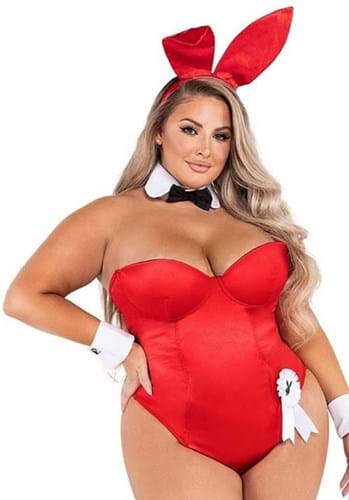 Playboy Plus Size Red Bunny Costume for Women