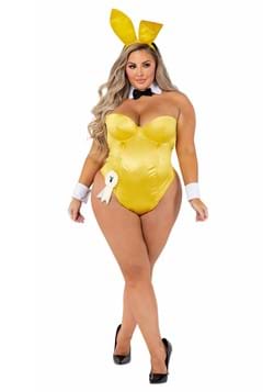 Playboy Plus Size Women's Yellow Bunny Costume-2