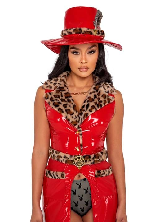 Adult Women's White Fur Trim High Roller Pimp  Costume