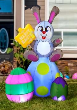6Ft Tall Large Bunny on Eggs Inflatable Decoration
