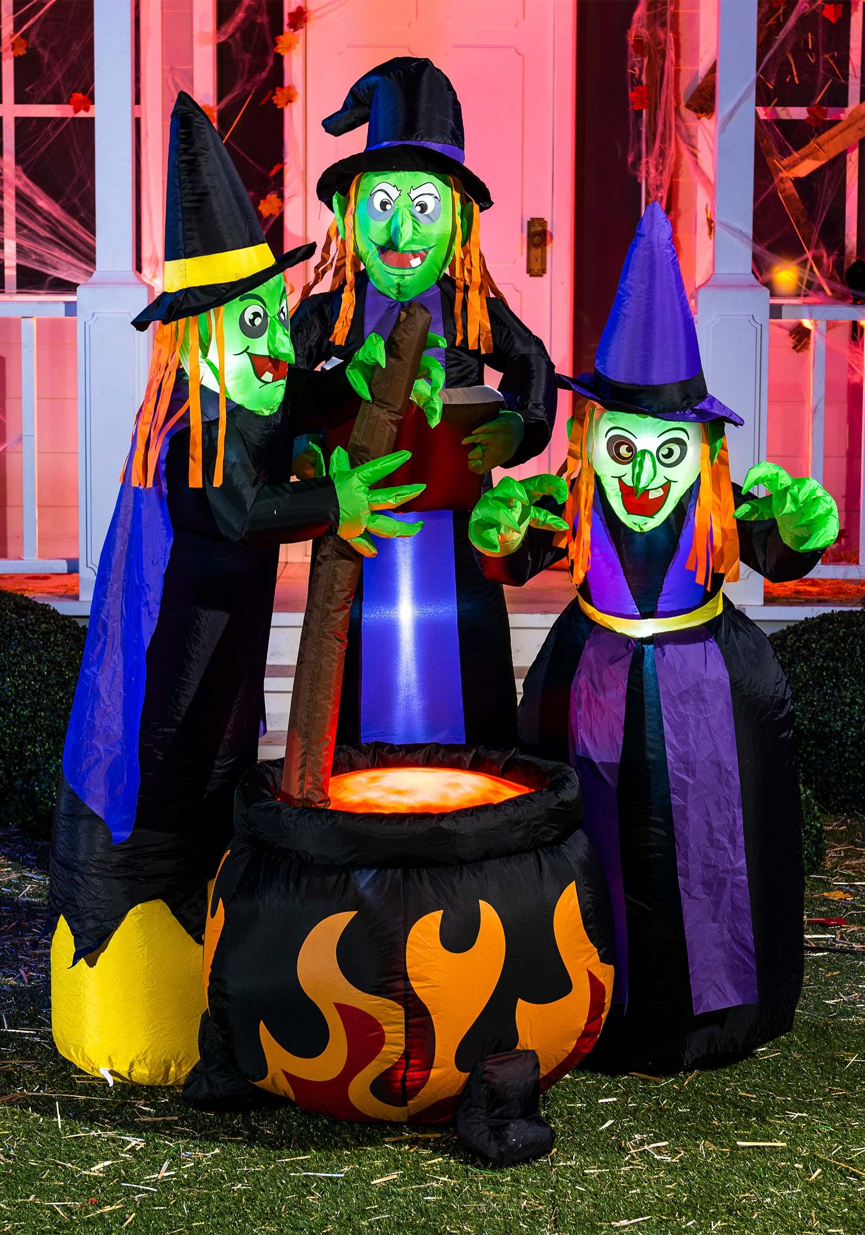 6 FT Halloween Inflatable Witch with Cauldron and Bubbling Potion ...