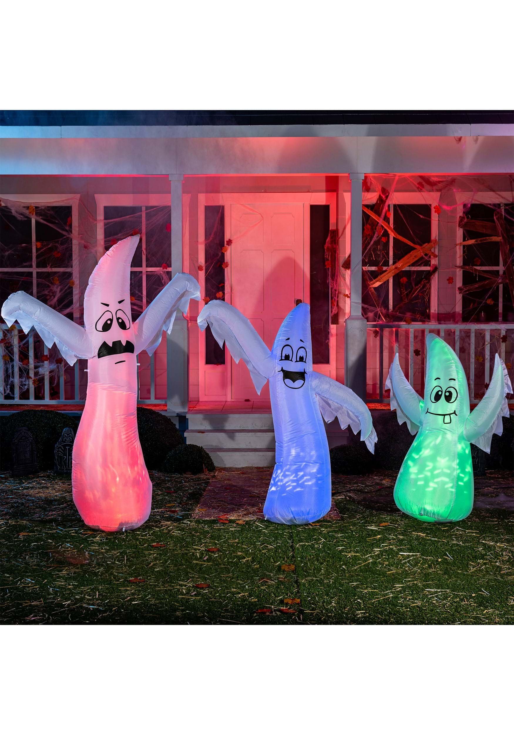 Conjunto de 3 fantasmas de Halloween inflables pequeños, medianos y grandes Multicolor Colombia