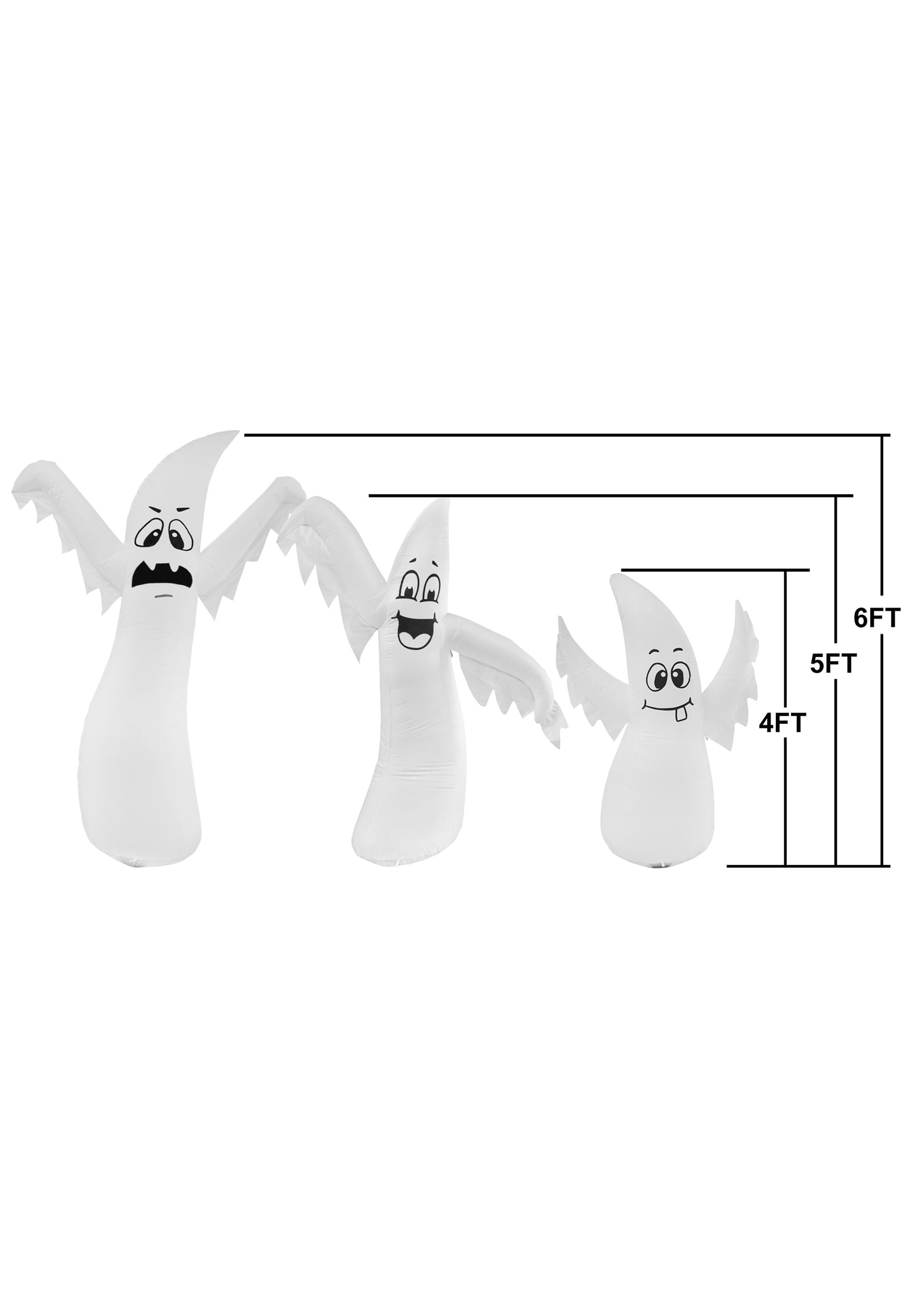 Set Of 3 Small, Medium, & Large Inflatable Ghosts Decoration