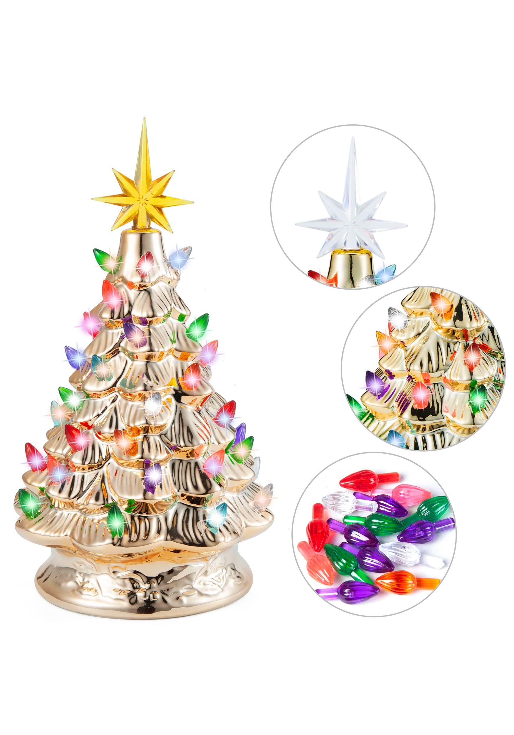 12 Inch Gold Ceramic Christmas Tree , Christmas Home Decorations