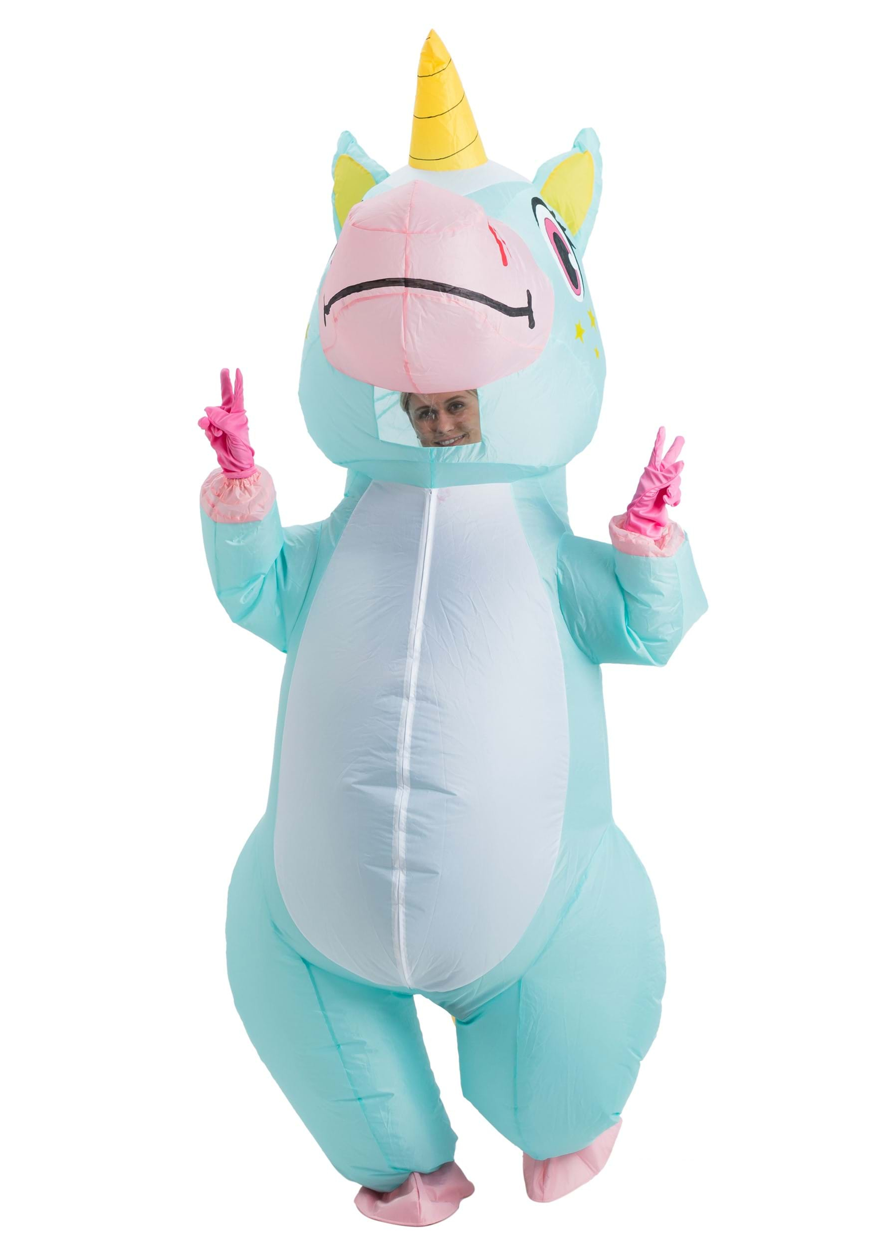 Inflatable Blue Unicorn Adult Costume