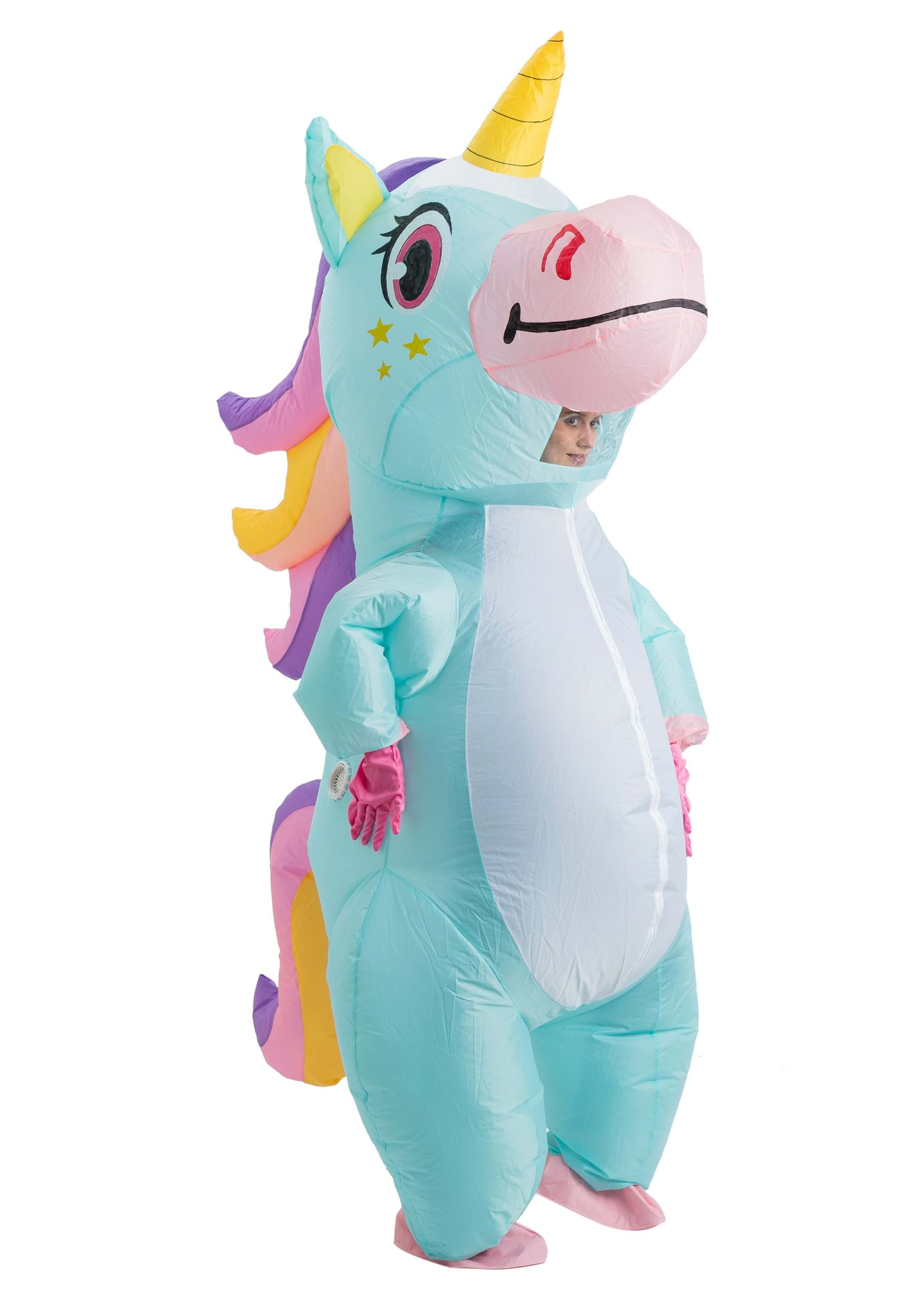 Inflatable Blue Unicorn Adult Costume